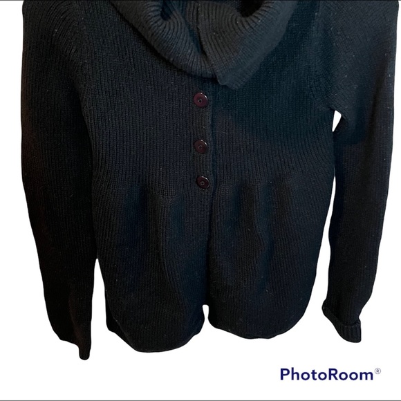 Vince Wool Blend Peplum Button Down Sweater Cowl Neck Black Size Medium - Picture 6 of 14